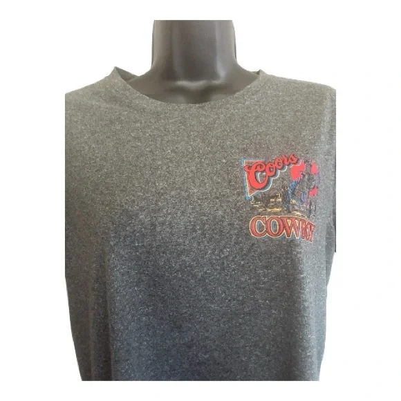 Vintage Coors Cowboy Graphic Tee Charcoal Gray T-Shirt Size M - Picture 4 of 10